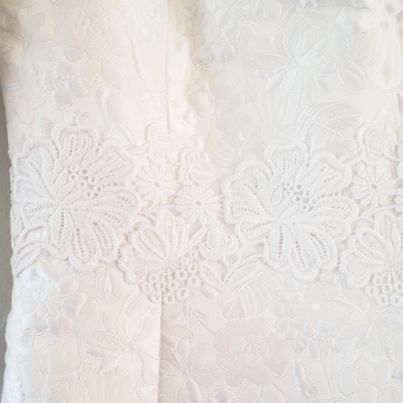 Michael Kors White Brocade Silk Lace Formal Dress - Picture 10 of 11